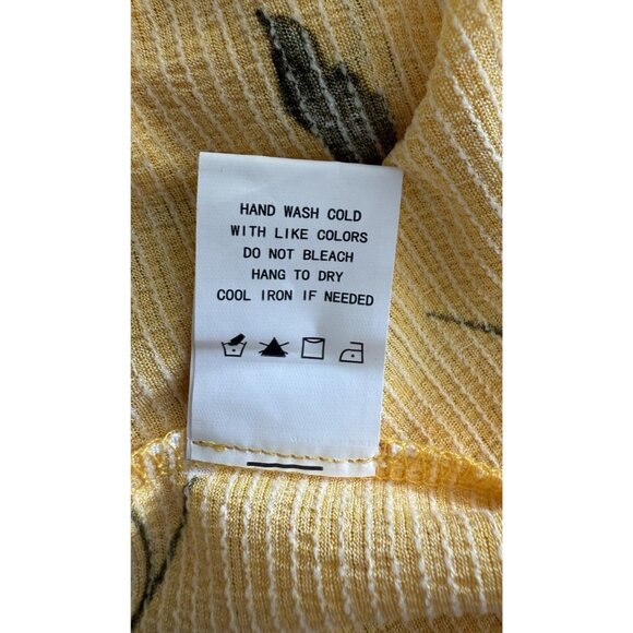 Melloday Yellow Floral Off Shoulder Strap Short Sleeve Pullover Top Women's XL - Picture 9 of 9